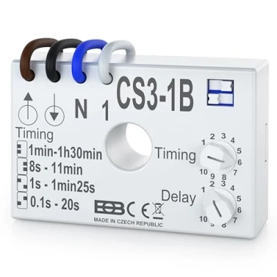 Afbeelding van ELEKTROBOCK CS3 1B Tijdrelais, nalooprelais 230 V, voor ventilator en verlichting, inbouw met kabelverbindingen