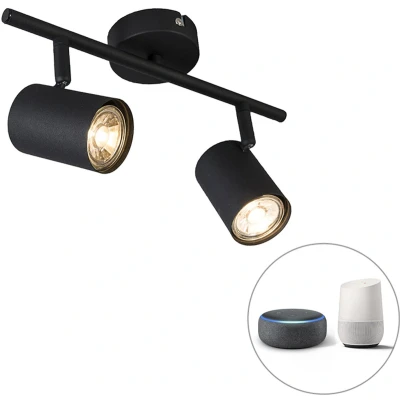 Afbeelding van QAZQA Smart spot zwart kantelbaar incl. 2 WiFi GU10 Jeana