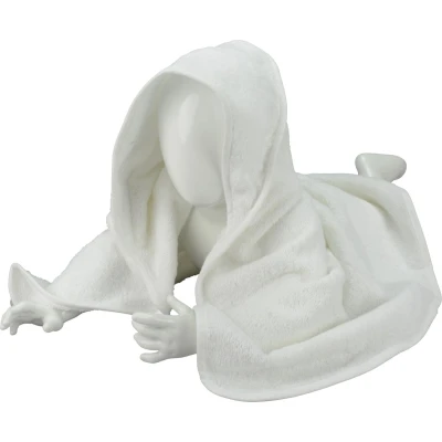 Afbeelding van ARTG® Babiezz Babycape Baby Badcape Kraamkado 75 x cm Wit / Oranje Capuchon en Rand 100% Katoen WHITE BRGHT ORANGE