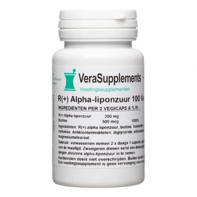 Afbeelding van VeraSupplements R+ Alfa Liponzuur Capsules 100VCP