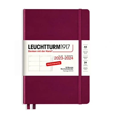 Afbeelding van LEUCHTTURM1917 367599 weekkalender Medium (A5) 2024, 18 maanden, Port Red, Duits