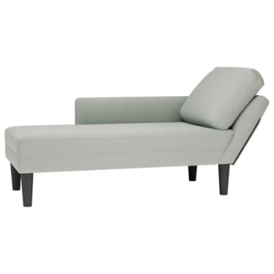 Afbeelding van vidaXL Chaise longue met kussen &amp; rechterarmleuning fluweel lichtgrijs