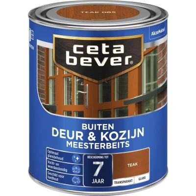 Afbeelding van Ceta Bever Transparant Meesterbeits Deur &amp; Kozijn 085 Teak Glans 0,75 liter Blanke lak Beits