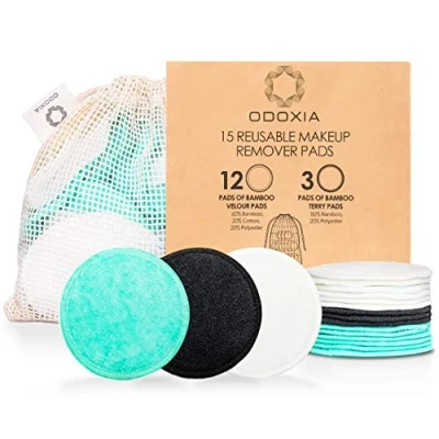 Afbeelding van Herbruikbare Wattenschijfjes 15 Natuurlijke &amp; Organische Bamboe Katoenen Pads Wasbare Make up Eco Friendly Zero Waste Inclusief Handig Waszakje