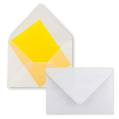 Afbeelding van FarbenFroh by Gustav Neuser Mini enveloppen, 5,2 x 7,6 cm, met bevochtigingslijm, voor wenskaarten en geschenken, 25, Umschläge 48, transparant