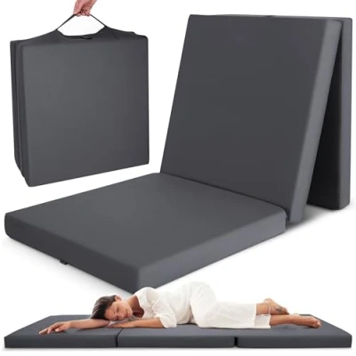 Afbeelding van Beautissu opvouwbare matras 90x200 cm Campix reisbed als vouwmatras &amp; gastenmatras inklapbaar zitblok opvouwbaar rechthoekig in antraciet