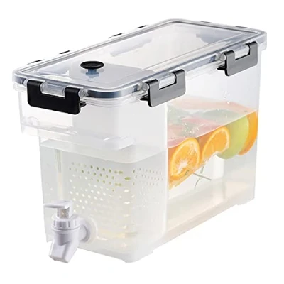 Afbeelding van drankdispenser met tapkraan en scheidingswand, 3,5 l voor koude dranken, grote waterkan kraan, limonadedispenser, sapdispenser koelkast