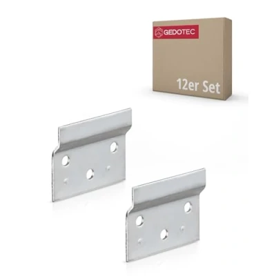 Afbeelding van Gedotec Ophangrail, verzinkt metaal, 12 stuks, wandbevestiging voor hangkasten, lengte 60 mm, wandrail kasthouder, om te schroeven kasthangers, draagplaat staal