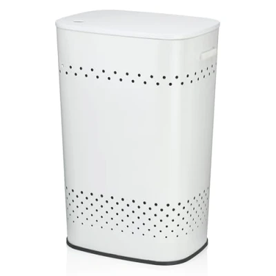 Afbeelding van Wasmand, met Zitdeksel, 60 L, RVS Poedercoating, Wit Kela Malaga