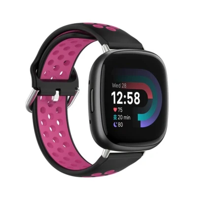 Afbeelding van Fitbit Versa 3 &amp; 4 / Sense 1 2 Sport editie Large Zwart + roze