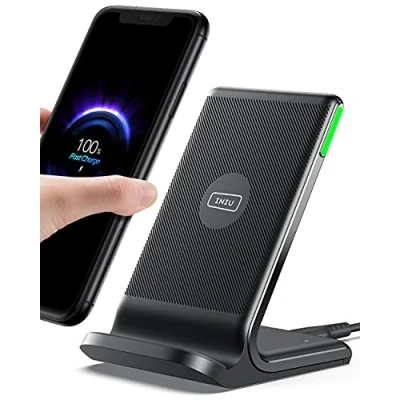 Afbeelding van INIU Draadloze oplader, 15 W snellaadstandaard, draadloos laadstation, Qi gecertificeerd, compatibel met iPhone 12, 11 Pro Max, Xr, Xs X, 8, Samsung Galaxy S21, S20, S10, S9, S8