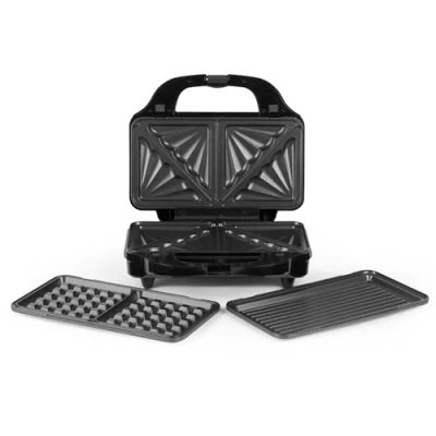 Afbeelding van Salter 3 In 1 Snack Maker Sandwich Toaster, Wafelmaker, Panini Grill, Inclusief Verwijderbare Extra Grote Diepe Vullende Hete Platen, Antiaanbaklaag, 900W, Automatische Temperatuurregeling