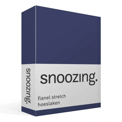 Afbeelding van Snoozing stretch flanel hoeslaken Tweepersoons Navy
