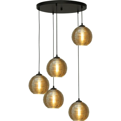 Afbeelding van Masterlight Quinto smoke Hanglamp Zwart 2262 05 50 5 6