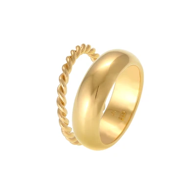Afbeelding van Elli 2 PACK Ring, Dames, Maat: 54, Gold colored