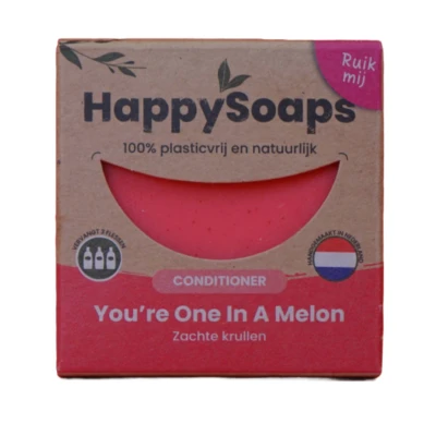 Afbeelding van HappySoaps Melon Power Conditioner Bar 65g.