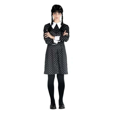 Afbeelding van Ciao Wednesday Addams verkleedkostuum verkleedjurk voor meisjes, officiële woensdag (maat XS) met pruik