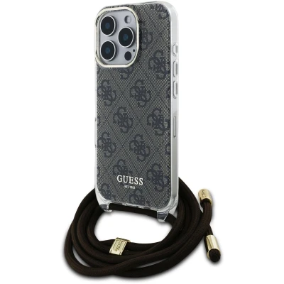 Afbeelding van GUESS, Backcover Geschikt voor Apple iPhone 16 Pro met bedrukte schouderriem IML 4G, Bruin