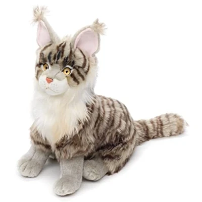 Afbeelding van Uni Toys Maine Coon kat, zittend (grijs) 30 cm (hoogte) pluche kat dier, knuffeldier