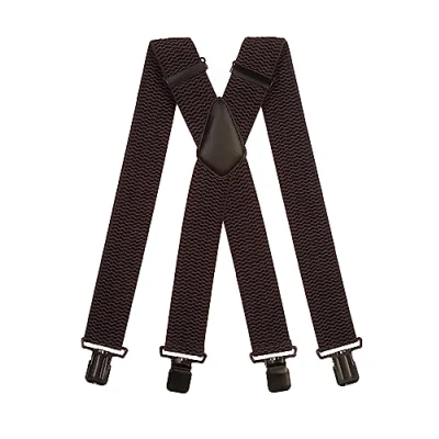 Afbeelding van Olata Extra Brede Bretels voor Heren 5 cm Breed, Stevig en Verstelbaar met Sterke Clips, Ideaal Werk Formele Kleding. Donkergrijs (Zwarte Clips)