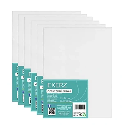 Afbeelding van Exerz 24x30cm Canvaspanelen 6 Stuks/schilderkarton 0.3cm dik 280gsm 100% katoen/wit kunstcanvas paneel voor acrylverf &amp; olieverf drievoudig geprimeerd/zonder zuur/middenkorrelig