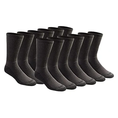 Afbeelding van Dickies Multi Pack Dri Tech Moisture Control Crew Sokken voor heren, verpakking van 12 stuks, Houtskool (12 paar), L