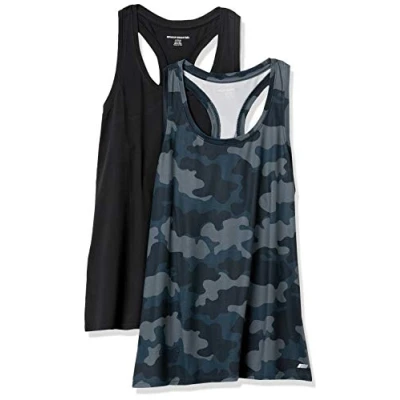 Afbeelding van Amazon Essentials 2 pack Tech Stretch Racerback Tank Top Denim Vest, Zwart/Grijs Camo, XX Large