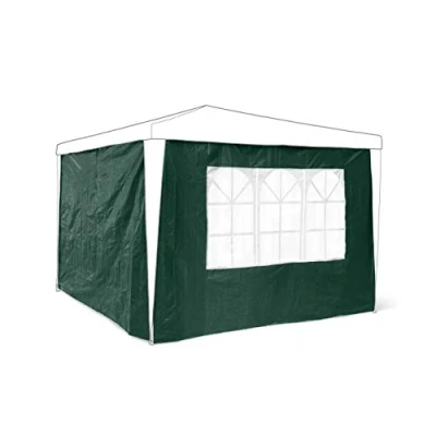 Afbeelding van Relaxdays partytent zijwand 2 stuks voor 3x3 feesttent klittenband met raam groen