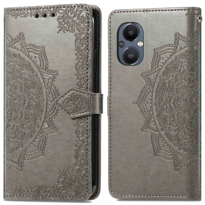Afbeelding van Oppo Reno 8 Lite Hoesje Kunstleder iMoshion Bookcase Grijs Telefoonhoesje