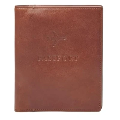 Afbeelding van FOSSIL Leren Identiteitskaarthoesje Portemonnee Passport Case Brown Bruine