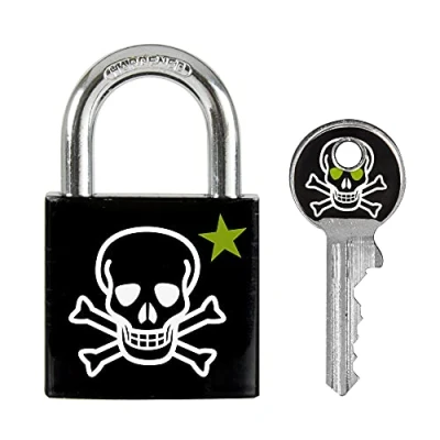Afbeelding van Master Lock 3430EURDSKULL Sleutelhangslot met doodshoofd motief, 5,3 x 3 1,5 cm, zwart, wit en groen