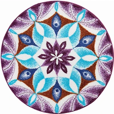 Afbeelding van Grund Badmat, Ultrazacht en absorberend, Antislip, 5 jaar garantie, DANKBARKEIT, Mandala 60 cm rond, Purper