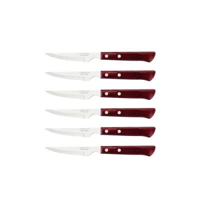 Afbeelding van Tramontina Steakmessen Spaanse stijl, set 6 delig, roestvrij staal, houten handvat, FSC, 22