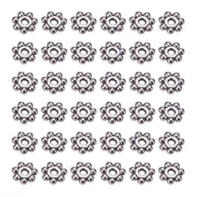 Afbeelding van PandaHall 200 stuks legeringsparels/scheidingskralen antiek zilver sneeuwvlok 4 x 1,5 mm