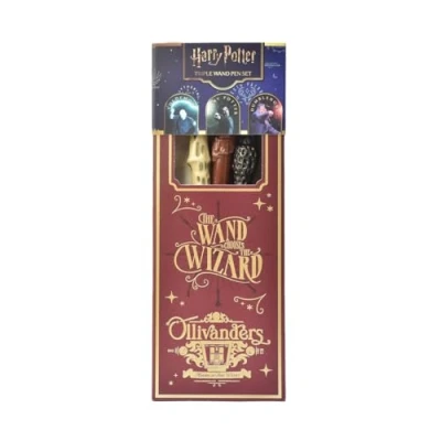 Afbeelding van HARRY POTTER Set met balpen, motief toverstaf, 3 stuks, zwart, bruin, crème, Eén maat