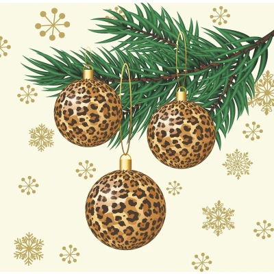 Afbeelding van 40x stuks kerst thema tafel servetten Leo Deco 33 x cm Feestservetten