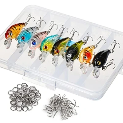 Afbeelding van Donql Set lokaas voor vissen, minnows, wiebelaar, pluggen met haken, harde poppers vissen in zoutwater en zoetwater, op forel, baars, zalm, 8 stuks, 4,5 cm/4 g