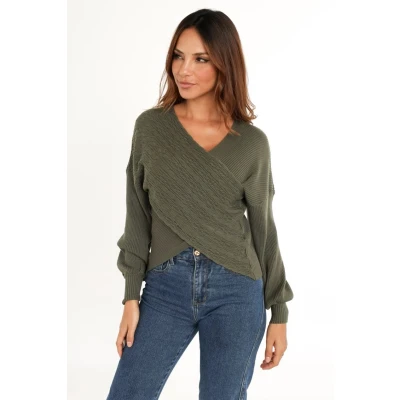 Afbeelding van Trui, overslag, groen, one size
