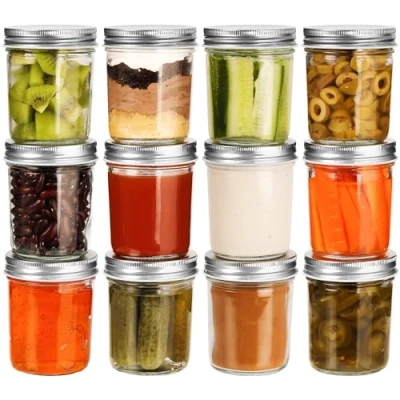 Afbeelding van Belle Vous 12 Pack of Glass Mason Jars with Metal Lids 200ml/6.8oz Airtight Regular Mouth Canning Food Storage for Overnight Oats, Preserving Jam, Pickling, Jelly, Meal Prep and More