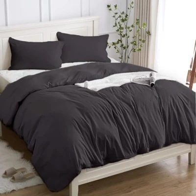 Afbeelding van Dekbedovertrek voor eenpersoonsbed, 100% katoen, 155 x 200 cm (1 kussensloop 50 80), beddengoedset van hoogwaardig 150 g/m², Oeko Tex® gecertificeerd, zacht, ademend, hypoallergeen,