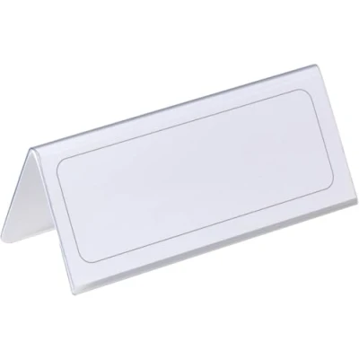 Afbeelding van Durable 805019 Tafelnaambord 61/122 x 150 mm, transparant met wit papieren inleg, 25 stuks.