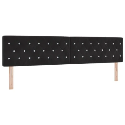 Afbeelding van vidaXL Hoofdbord Kristallen Knopen Ge tufted Zwart 200 cm Velvet