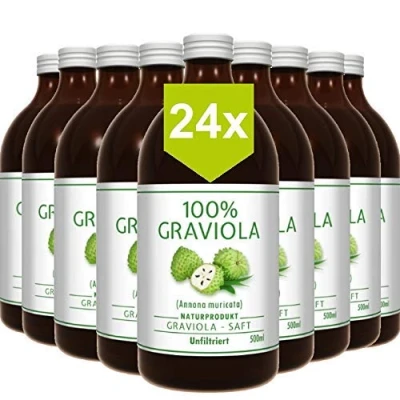Afbeelding van 24 x 100% graviola direct sap ongefiltreerd &amp; veganistisch (24 500 ml), puree. stekelannon, zuursop, corossol, guanabana.