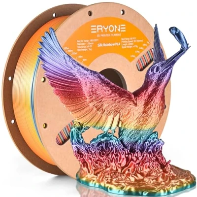 Afbeelding van ERYONE Zijdeachtig PLA filament in regenboogkleuren, 1,75 mm, voor 3d printers, +/ 0,03 1 kg per spoel, levendige regenboog