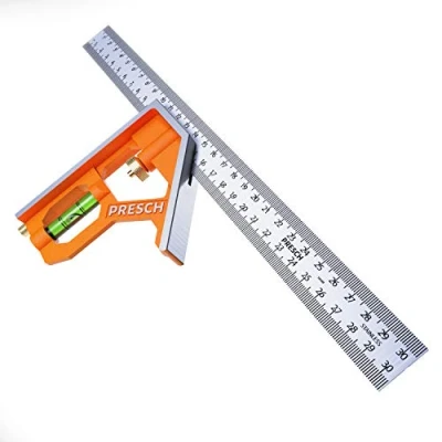 Afbeelding van Presch Combinatie Winkelhaak 300mm Metrisch Nauwkeurige, Universele Combinatiehoek van Metaal met Liniaalaanslag en Afschrijfgereedschap Hoogwaardig, Professioneel Hoek