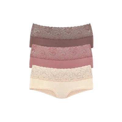 Afbeelding van Vivance Hipster van elastische katoen met florale kant (3 stuks)