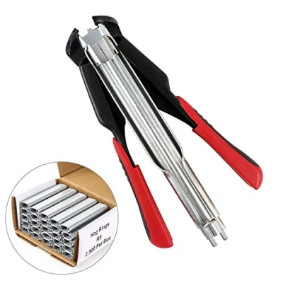 Afbeelding van QWORK® Hog Ring Tang Kit, Automatische Hek met 2500 Stuks Ringen voor Pet Fence Matrassen, Auto Kussens, Cages