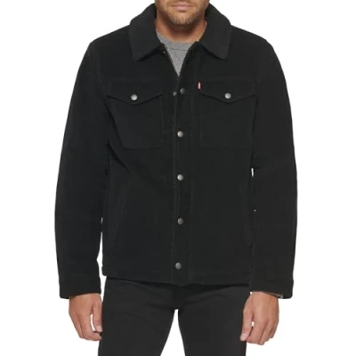Afbeelding van Levi&#039;s Heren Corduroy Sherpa Gevoerde Trucker Jacket Denim, Zwart, M