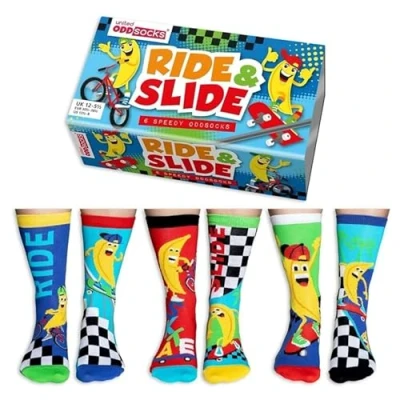 Afbeelding van United Oddsocks Ride &amp; Slide Box 6 For Boys UK 12 5.5 EUR 30.5 38.5 US 13.5 8