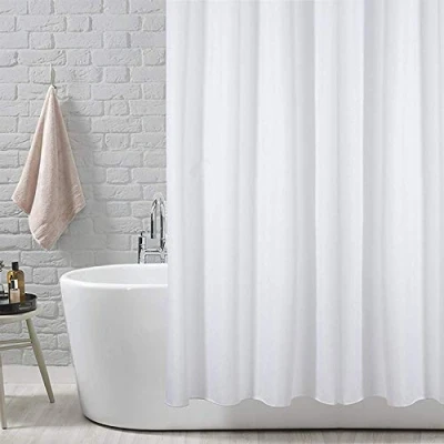 Afbeelding van ANSIO Douchegordijnvorm en schimmelbestendig effen wit, 180 x cm (71 71 inch) 100% Polyester